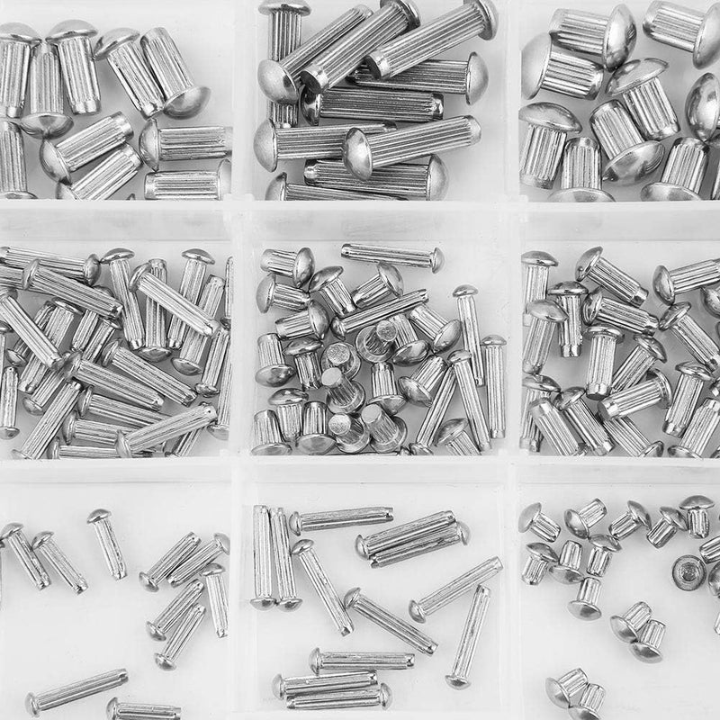 Chazcool 250pcs Solid Rivets Knurled Shanks, Stainless Steel Rivets Round Head Rivet Kit, Nuts Solid Rivets Assortment Kit Set with Storage Box, M2 / M2.5 / M3 / M4 / M5 - Image 4